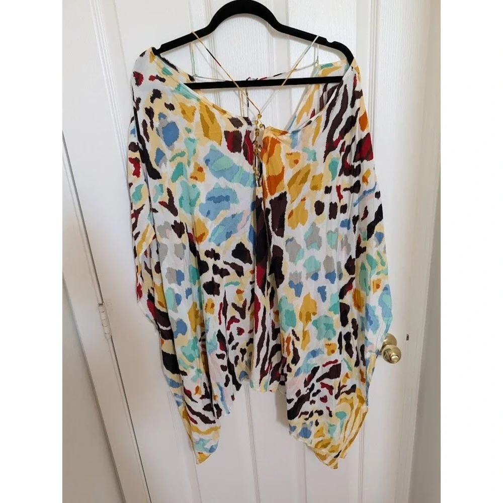 Anthropologie Abstract Print Kaftan Cover Up Tunic‎ Beach Dress